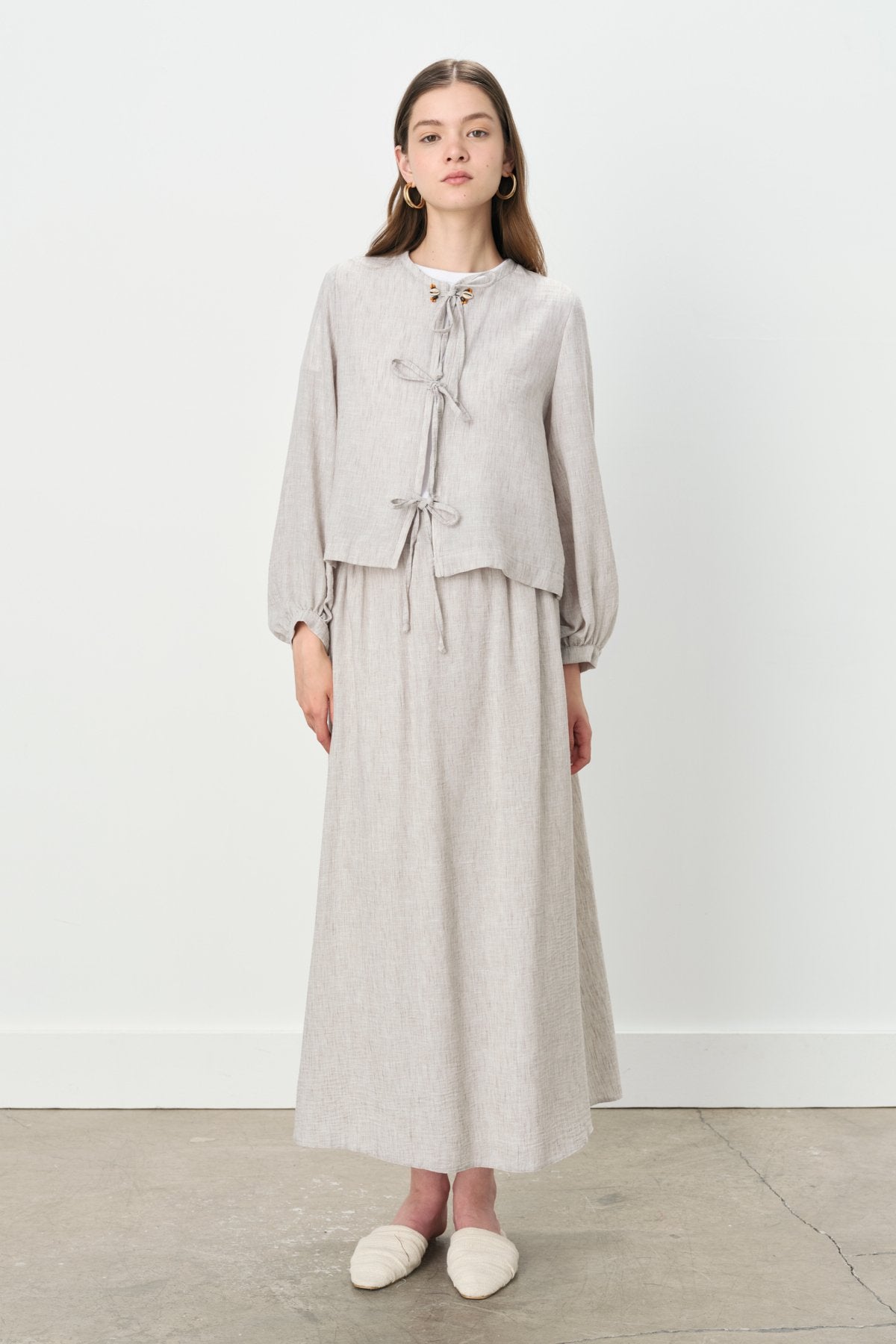 Linen-Look Skirt and Jacket Set