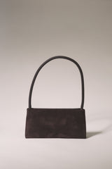 %100 Dana Derisi Süet Minimal Omuz Çantası - Kahve