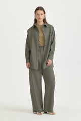 100% Linen Oversized Collared Tunic - Emerald