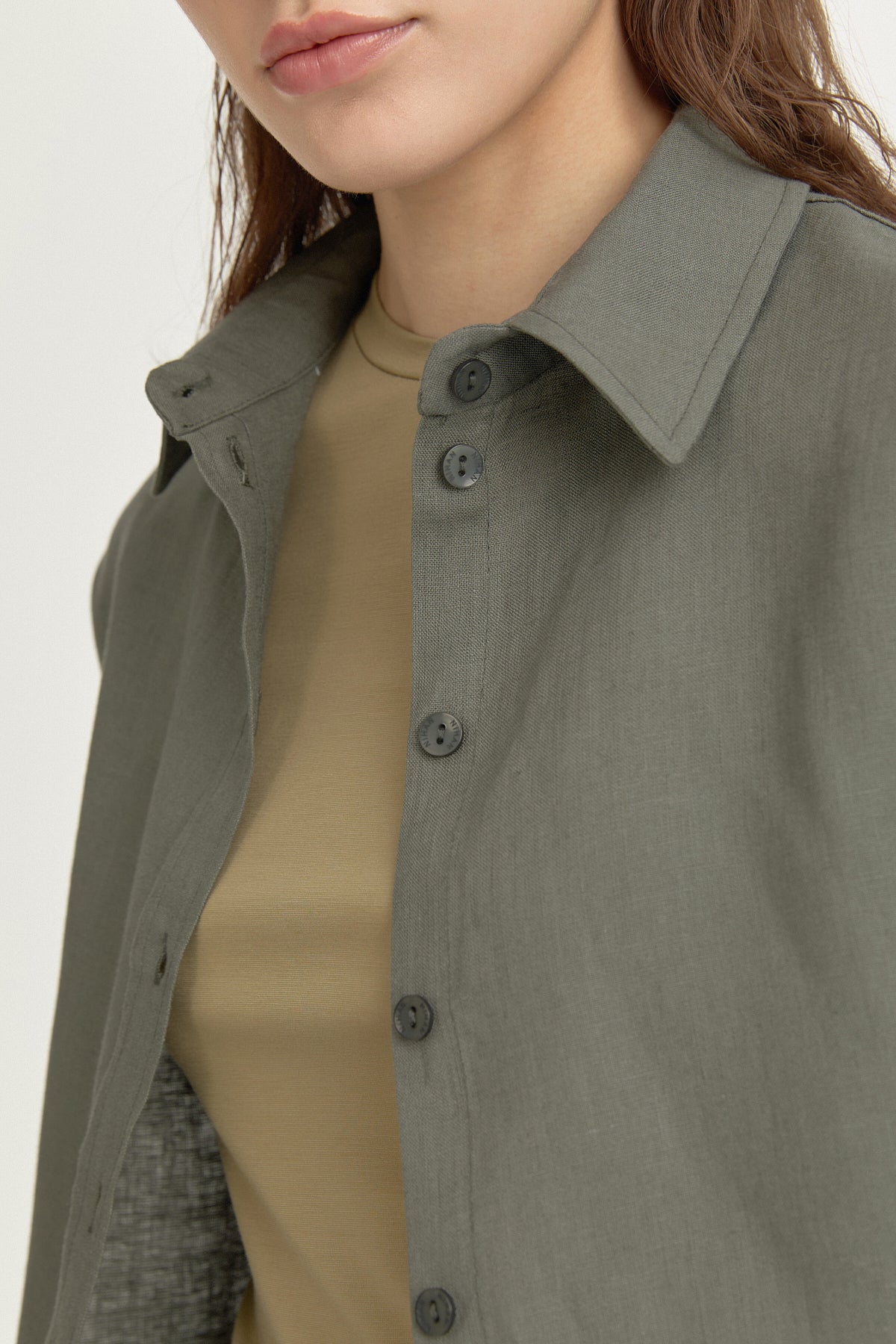 100% Linen Oversized Collared Tunic - Emerald