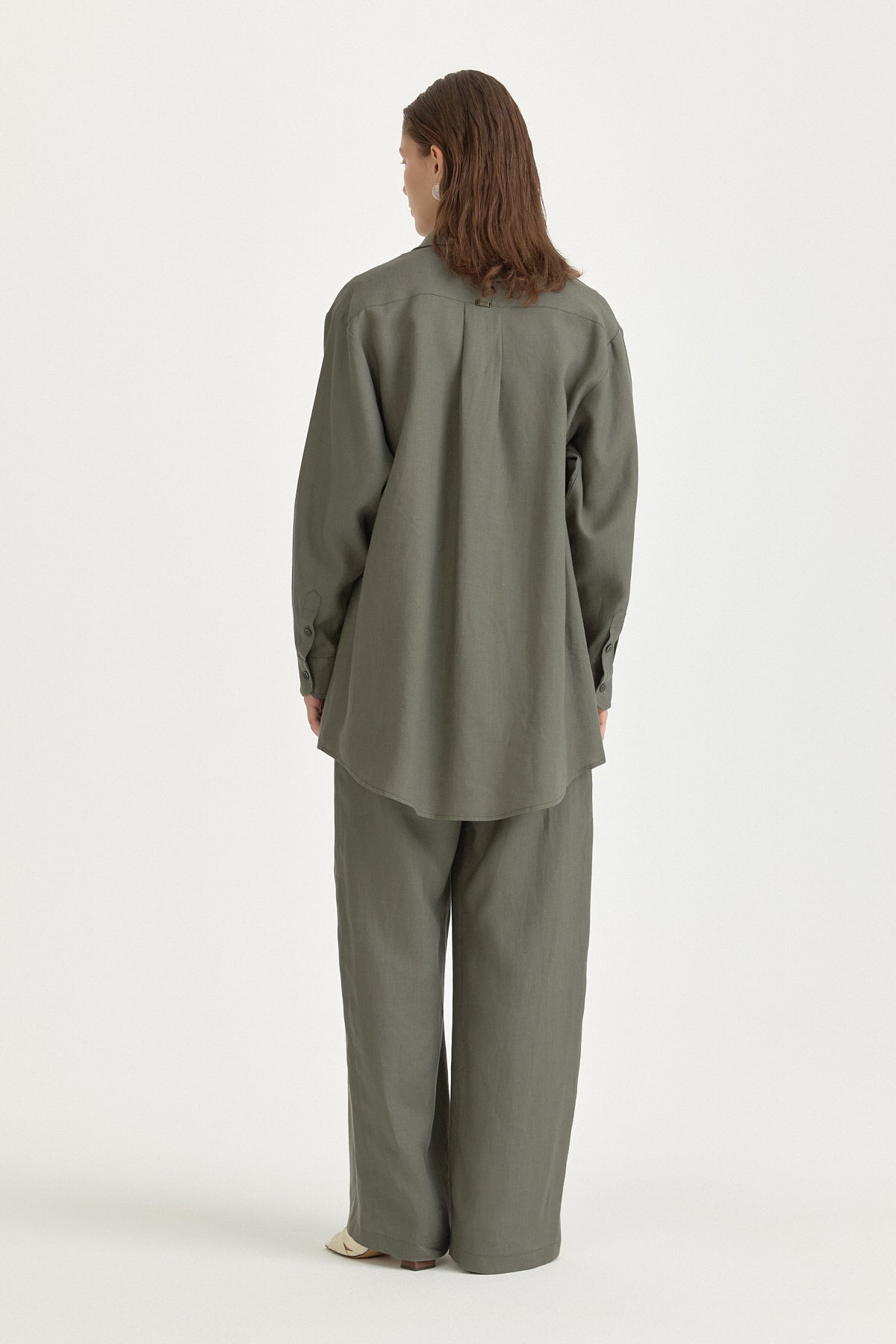 100% Linen Oversized Collared Tunic - Emerald