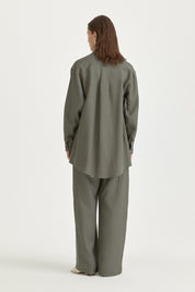 100% Linen Oversized Collared Tunic - Emerald
