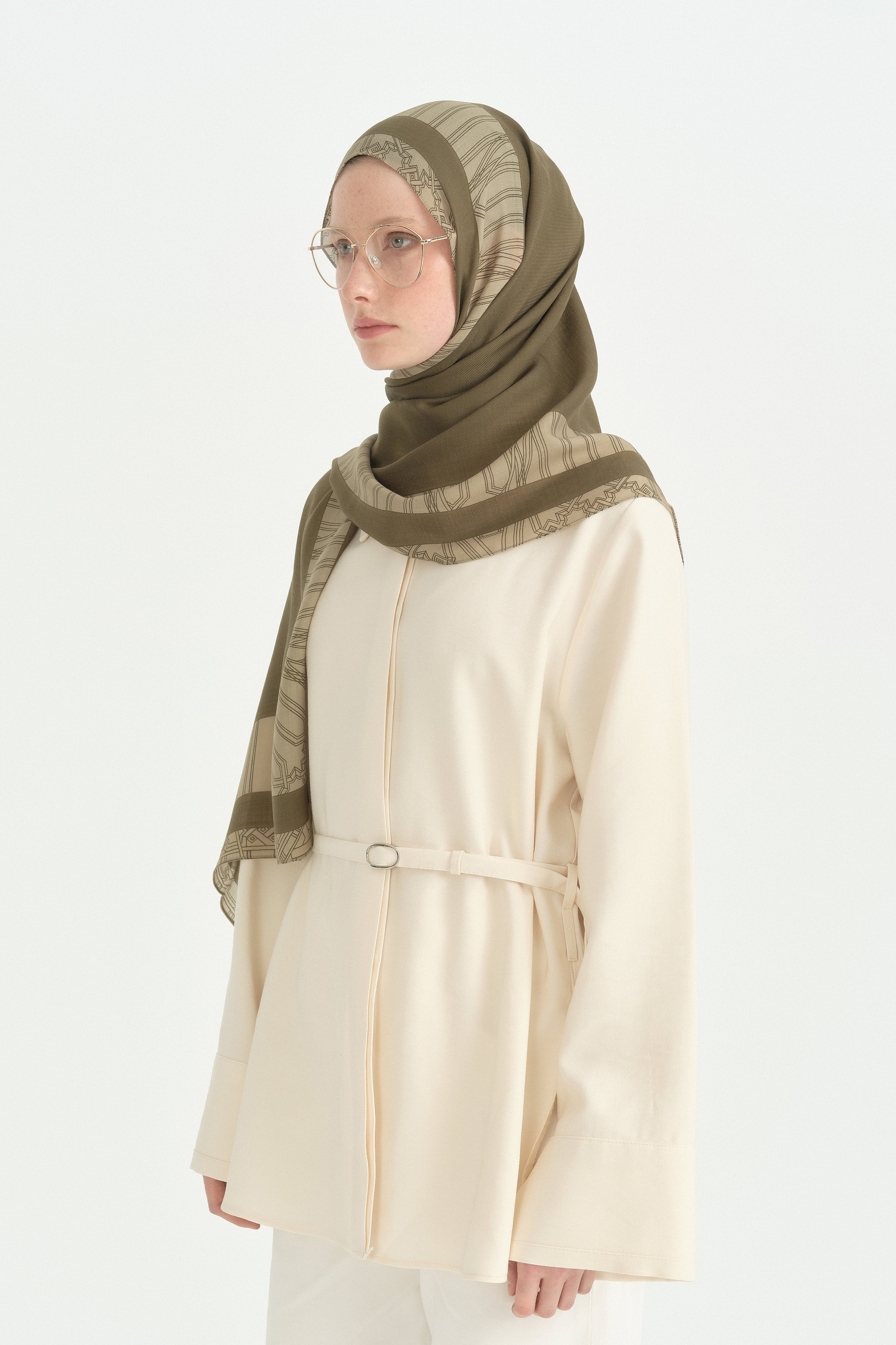%100 Yün Şal - Olive