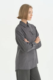 Oversize Kumaş Rahat Oversize Spor - Füme