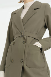 Torba Kesitli Hafif Dar Blazer Ceket - Haki