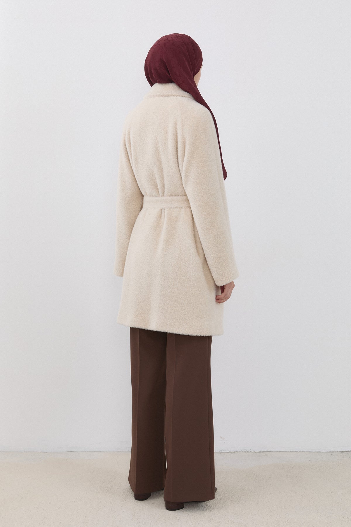Double-Breasted Angora Coat - Beige