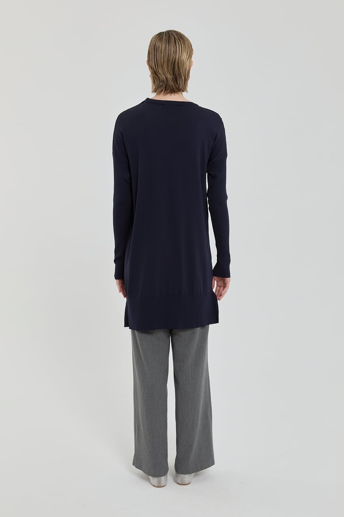 Ağaç Kabuğu Rayon Triko Tunik - Lacivert