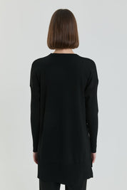 Tree Bark Rayon Knit Tunic - Black