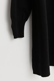 Button Detail Knitted Tunic - Black