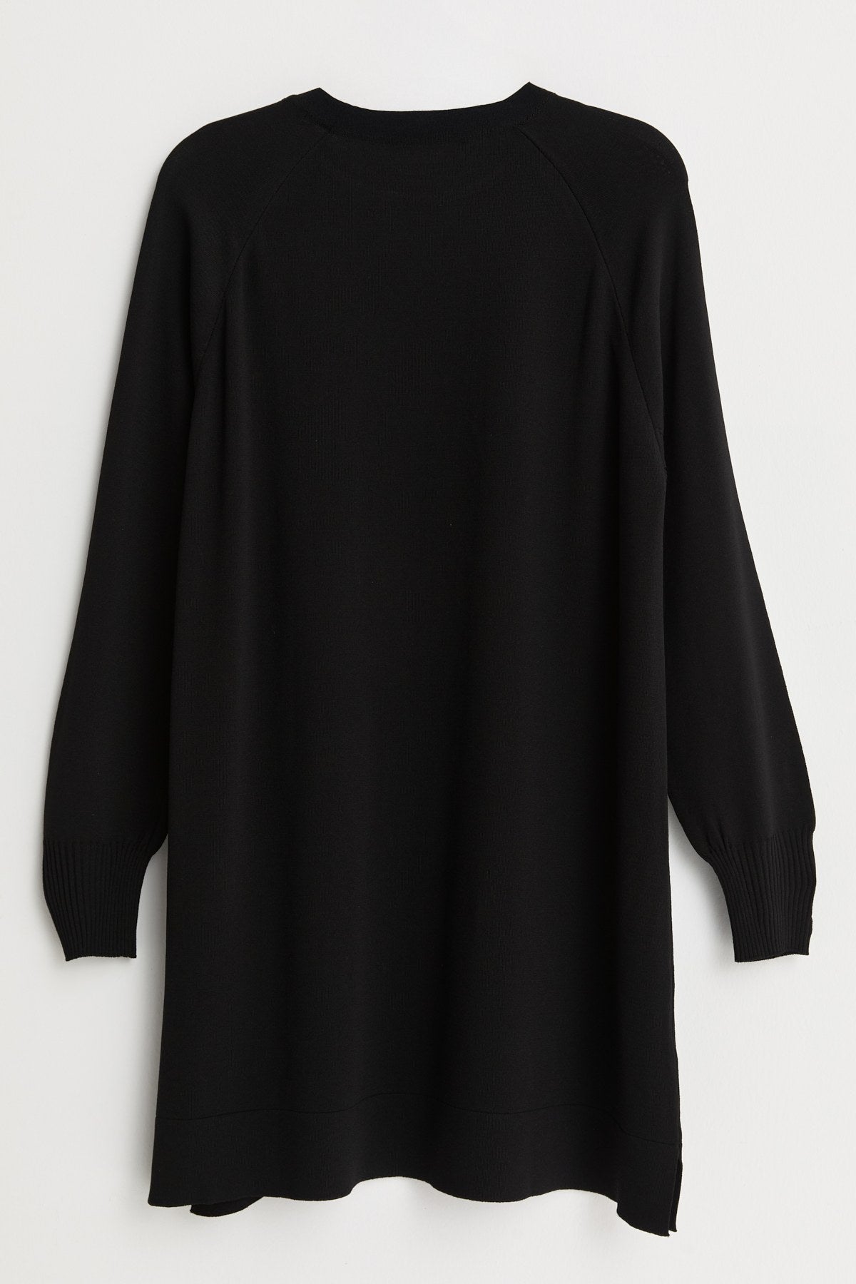 Button Detail Knitted Tunic - Black
