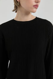 Ribbed Knit Tunic - Black