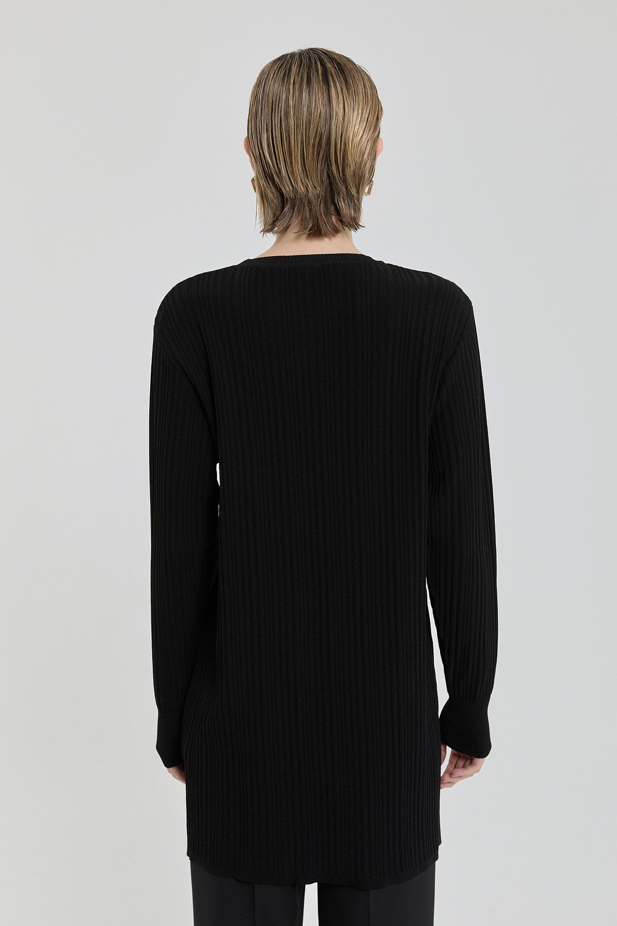 Ribbed Knit Tunic - Black