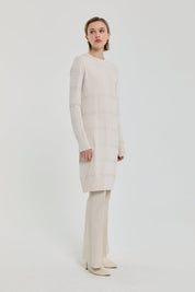 Kendinden Desenli Rayon Triko Tunik - Bej