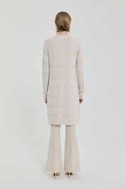 Kendinden Desenli Rayon Triko Tunik - Bej
