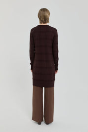 Self-Patterned Rayon Knit Tunic - Brown