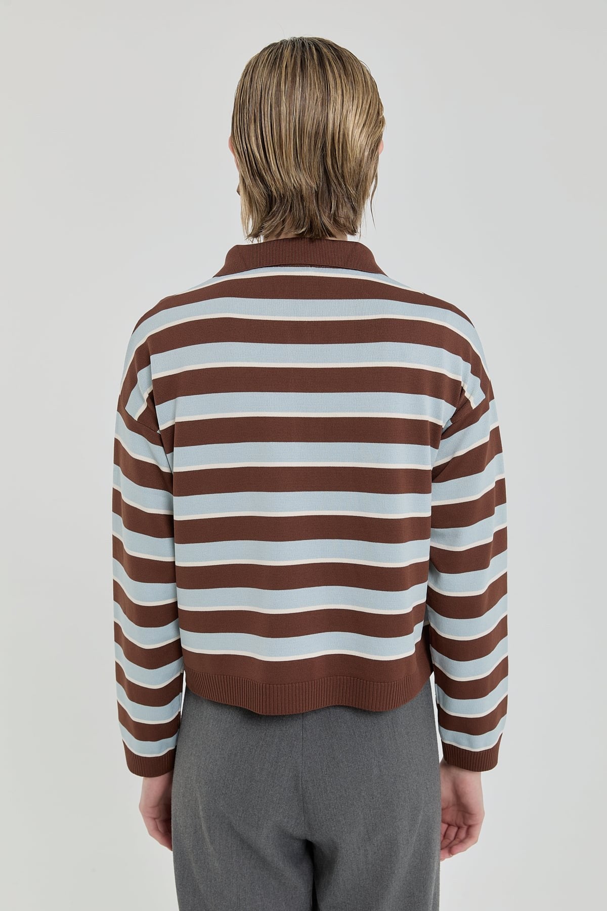 Polo Yaka Crop Kazak - Kahve