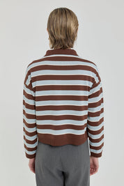 Polo Yaka Crop Kazak - Kahve
