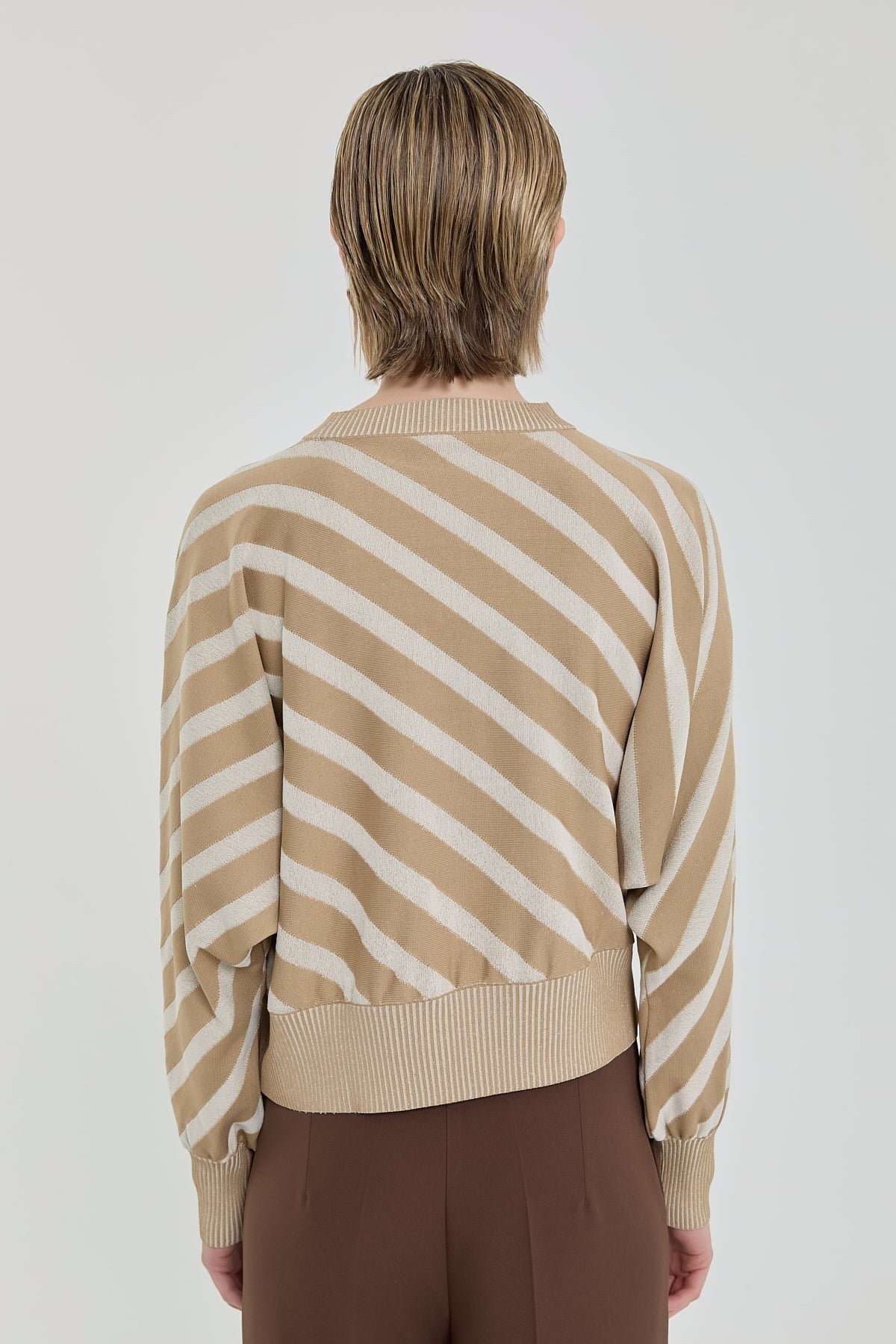 Batwing Sleeve Crop Sweater - Beige