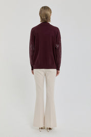 Embroidered Half Turtleneck Sweater - Plum