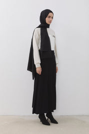 Pleated Rayon Skirt - Black