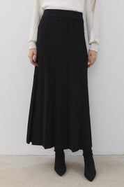 Pleated Rayon Skirt - Black