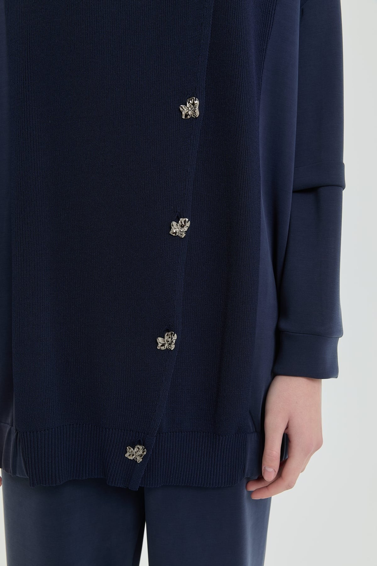 Knitwear and Tunic Set with Pants - Navy Blue