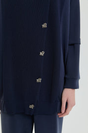 Knitwear and Tunic Set with Pants - Navy Blue