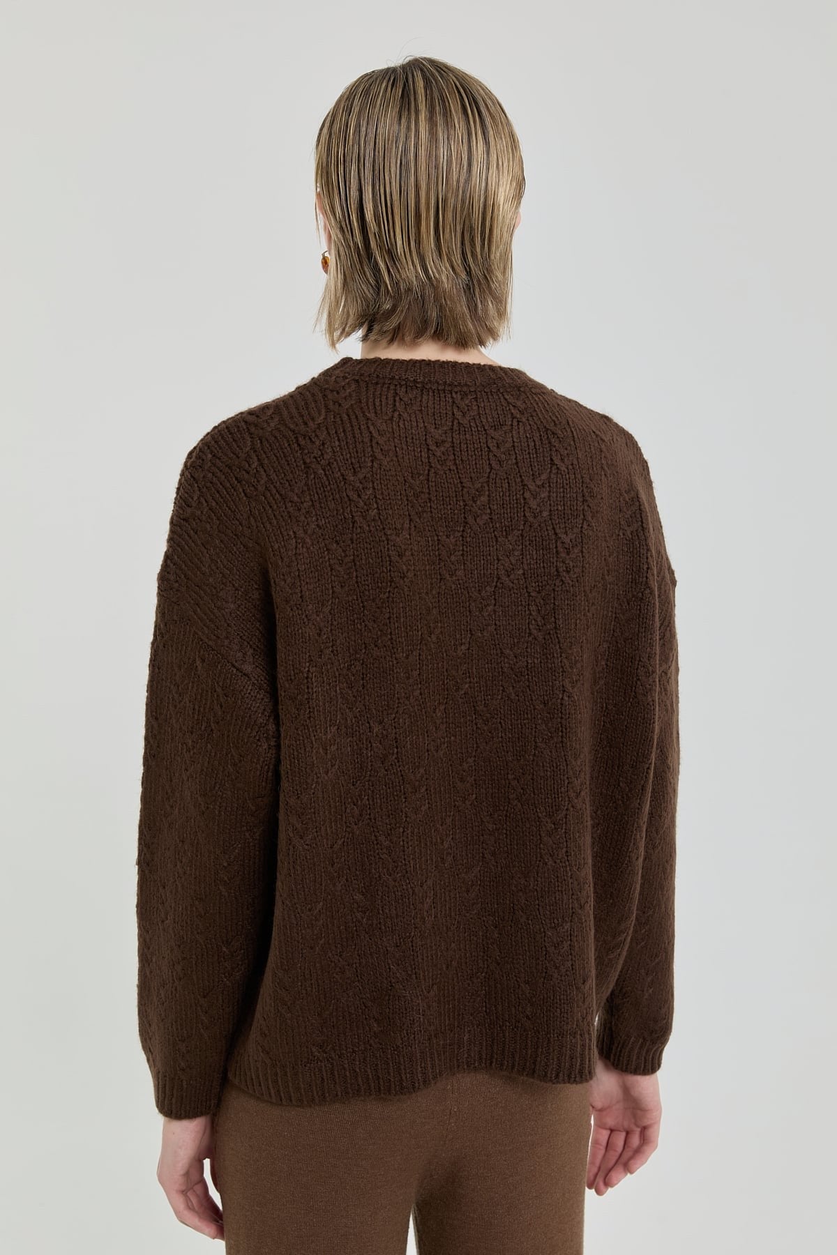Oversize Küçük Desenli Kazak - Kahve