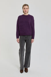 Oversize Small Patterned Sweater - Plum