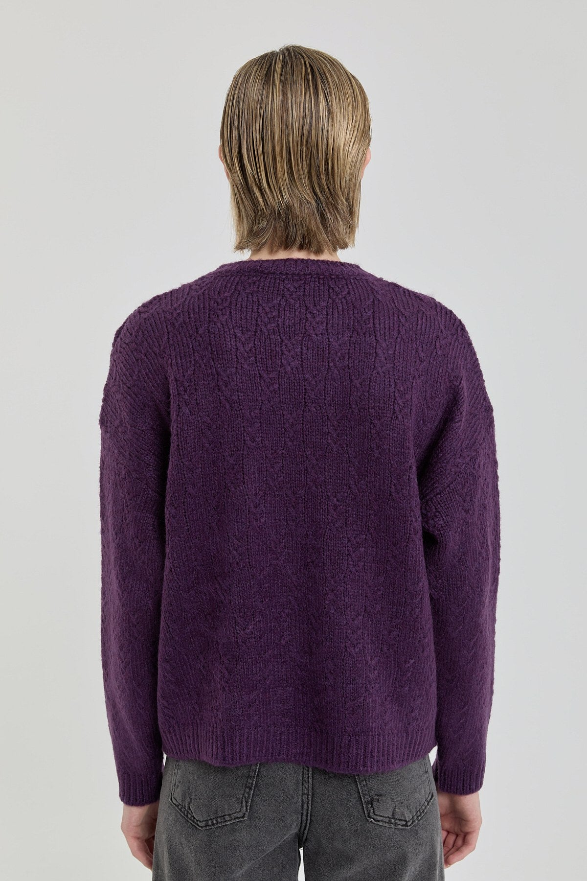 Oversize Small Patterned Sweater - Plum