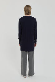 Ribbed Knit Tunic - Navy Blue