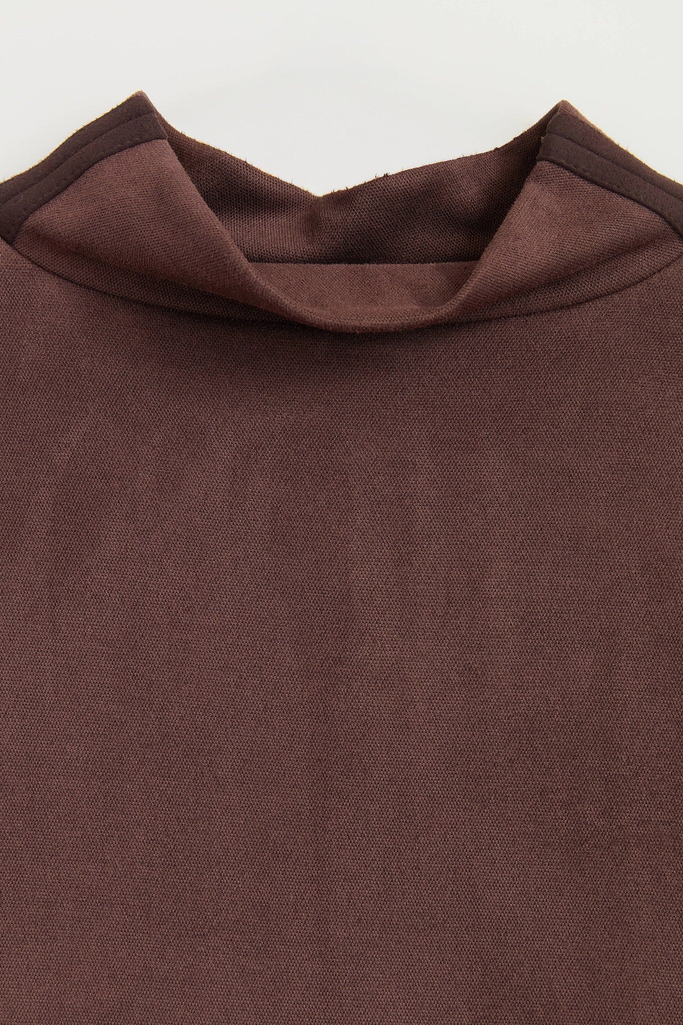 Dik Yaka Basic Cupra Süet Bluz - Kahve