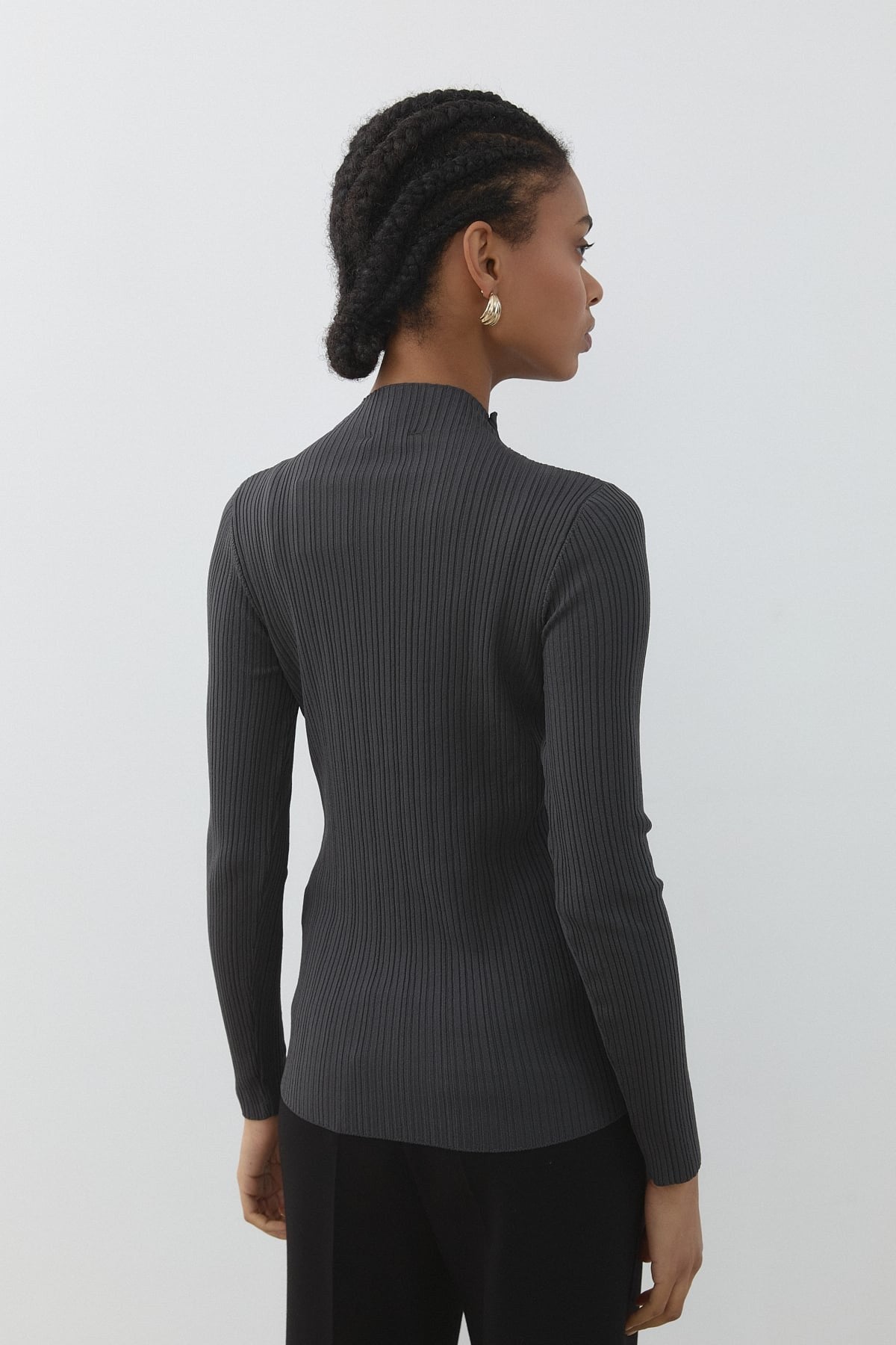 Fitilli Triko Rayon Bluz - Füme