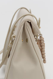 Double Handle Charm Detail Shopper Bag - Beige
