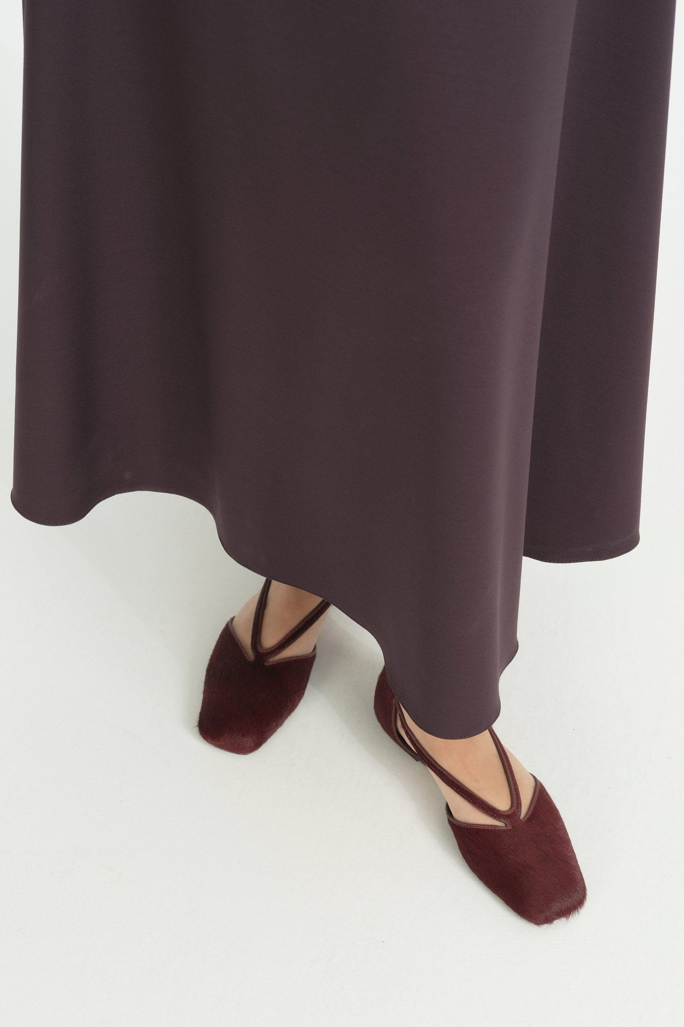 Volanlı Fermuarlı Etek - Mürdüm