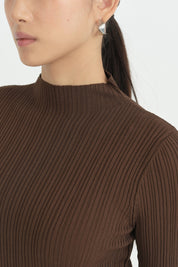Fitilli Triko Body Bluz - Kahve
