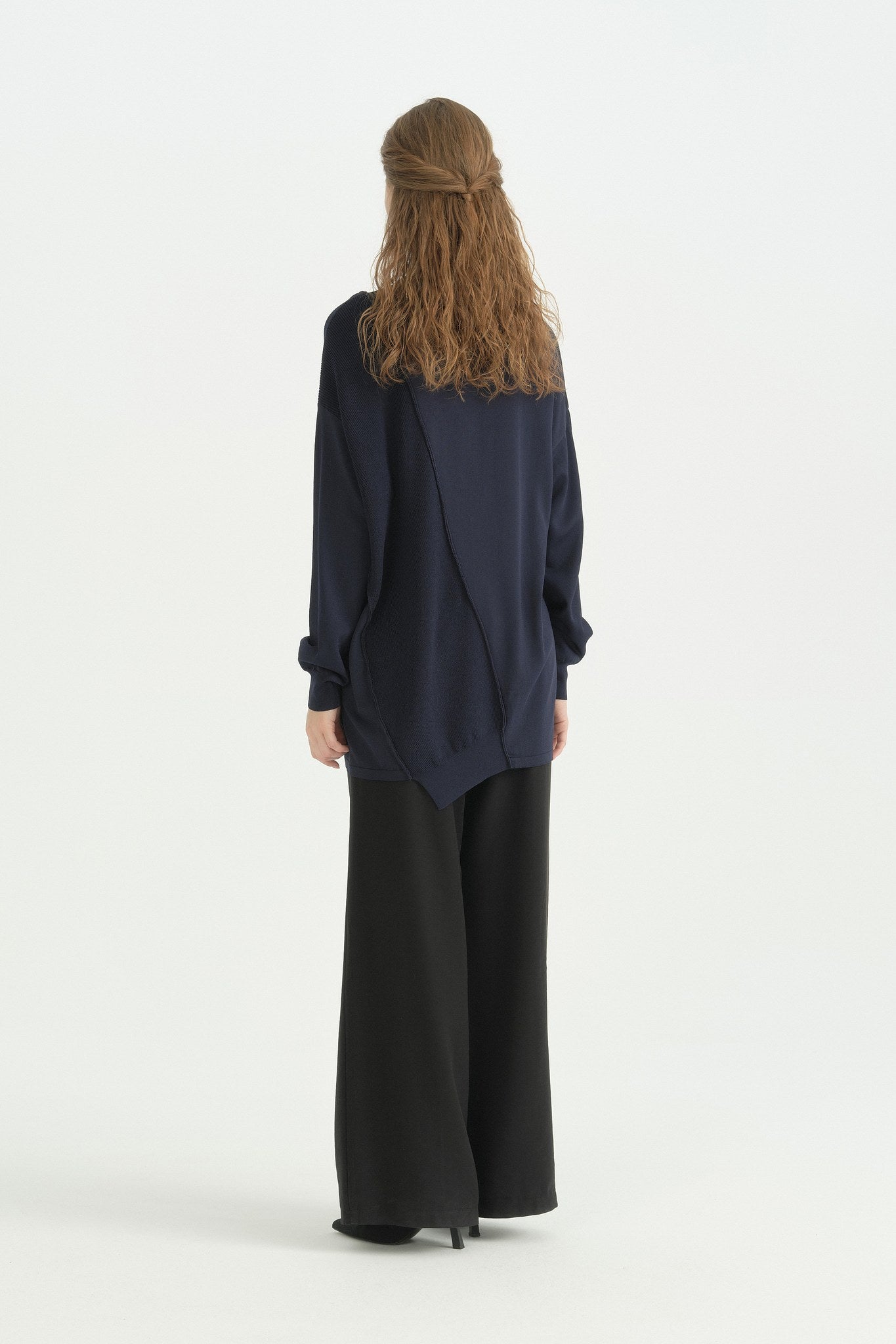 Oversize Rayon Triko Tunik - Lacivert