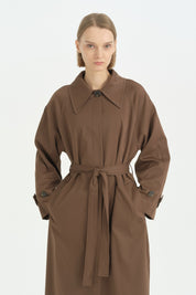 Mono Kapama Oversize Trençkot - Kahve