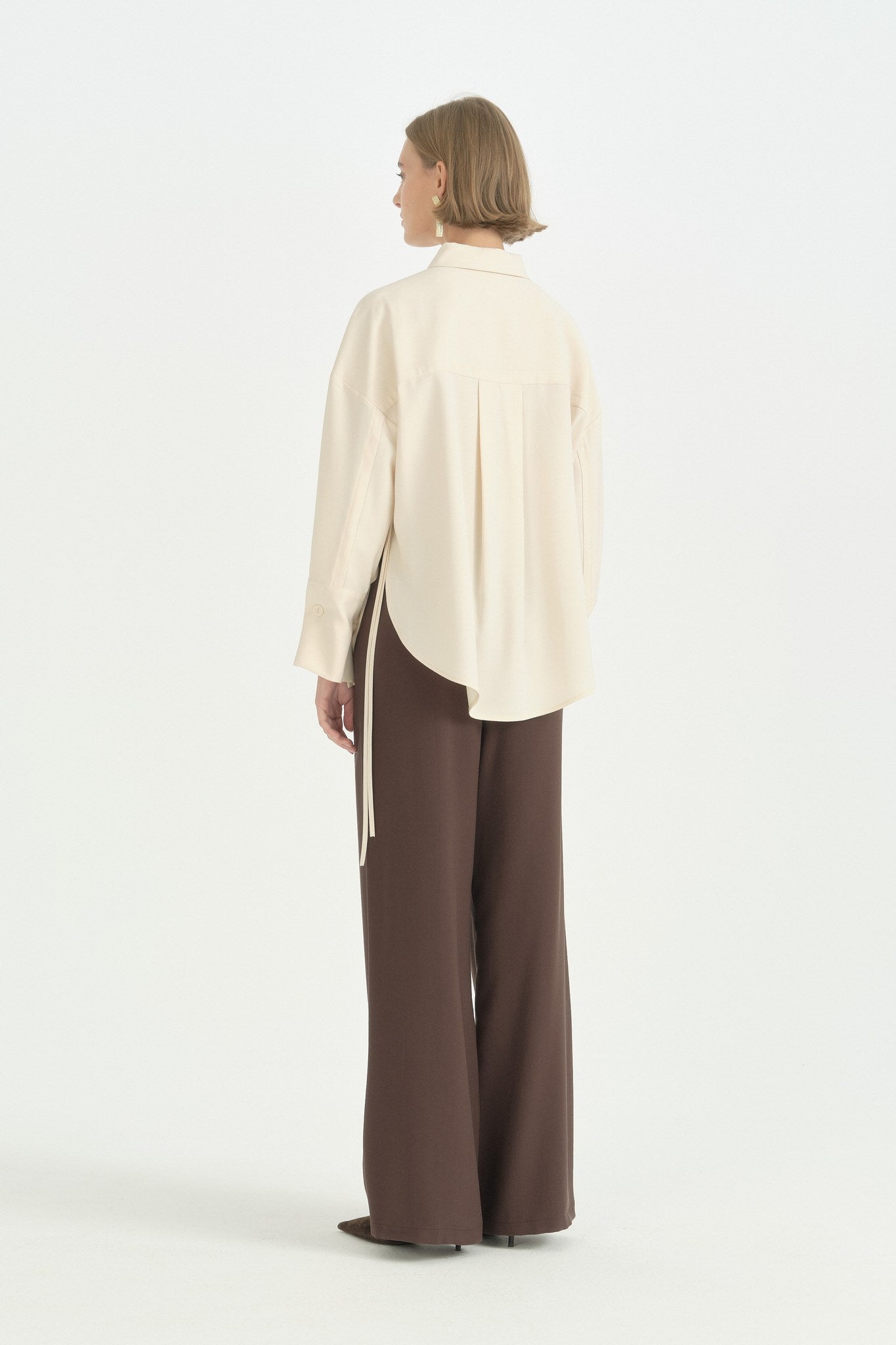 Oversize Formlu Modal Gömlek - Krem