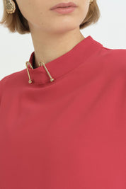 Metal Aksesuar Detaylı Şık Bluz - Bordo