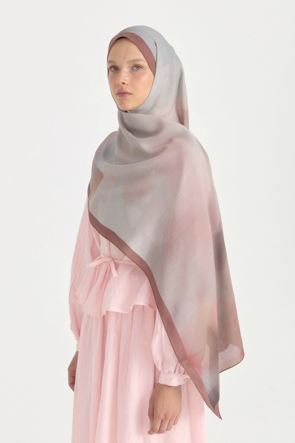 Abstract Cotton Modal Shawl - Plum