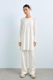 Ağaç Kabuğu Rayon Triko Tunik - Ekru