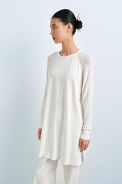 Ağaç Kabuğu Rayon Triko Tunik - Ekru
