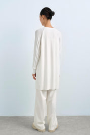 Ağaç Kabuğu Rayon Triko Tunik - Ekru