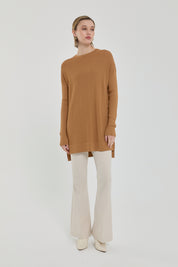 Ağaç Kabuğu Rayon Triko Tunik - Hardal