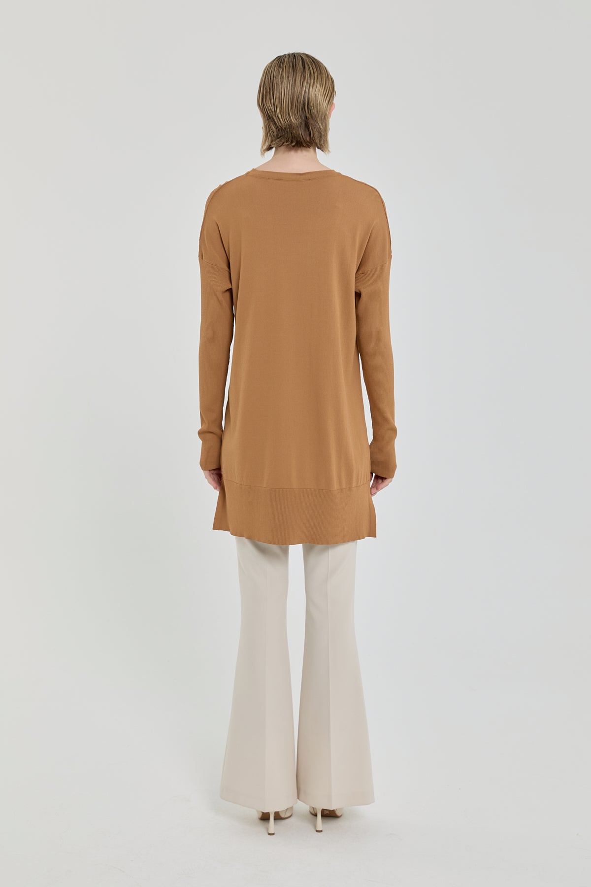 Ağaç Kabuğu Rayon Triko Tunik - Hardal