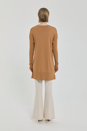 Ağaç Kabuğu Rayon Triko Tunik - Hardal