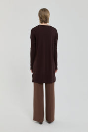 Ağaç Kabuğu Rayon Triko Tunik - Kahve