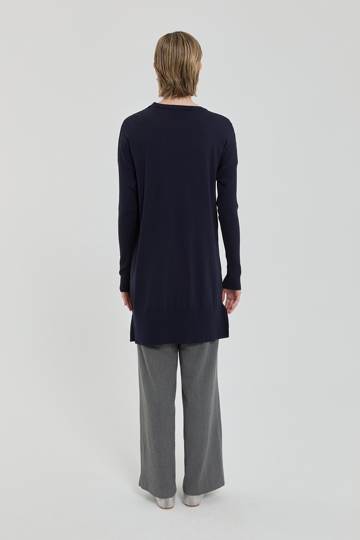 Ağaç Kabuğu Rayon Triko Tunik - Lacivert