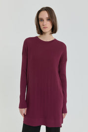 Ağaç Kabuğu Rayon Triko Tunik - Mürdüm